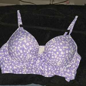 Floral Purple Women's Bikini Top